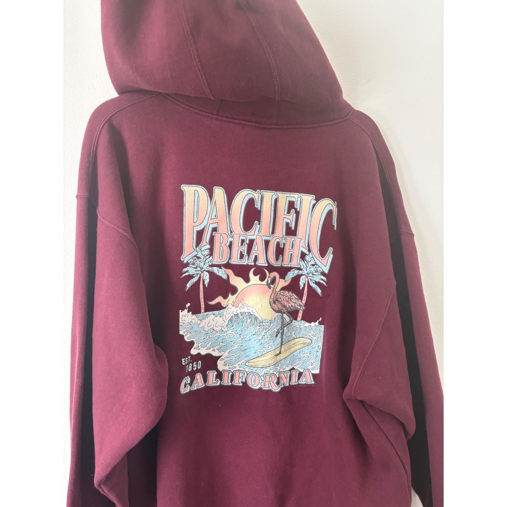 Pacific Beach California Hoodie – Maroon – 2X - Picture 4 of 4